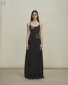 SWAYING 24 Autumn and Winter Crochet Splicing Suspender Long Skirt SW-SW24AW2L09-HEIHUI Black and Gray SW-SW24AW2L08